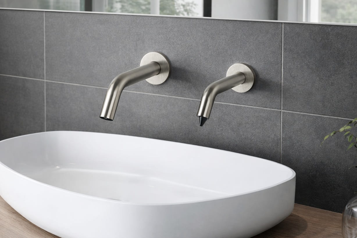 Rio Satin Nickel Dual Sensor Faucet + Dispenser